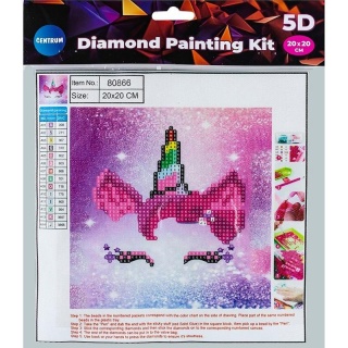 MOZAIKA DIAMENTOWA 5D KIT 20x20CM.UNICORN CENTRUM, Zestawy kreatywne, Art. kreatywne
