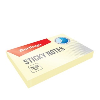 BERLINGO NOTES SAMOPRZYLEPNY 76x51mm.100k.ŻÓŁTY, Karteczki samoprzylepne, Galanteria papiernicza