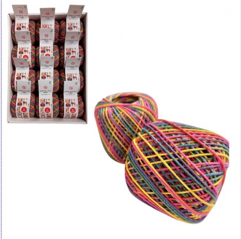 SZNUREK KOLOROWY LK45-3 MULINA TĘCZA, Sznurki, nici, rzemyki, Art. dekoracyjne i prezentowe