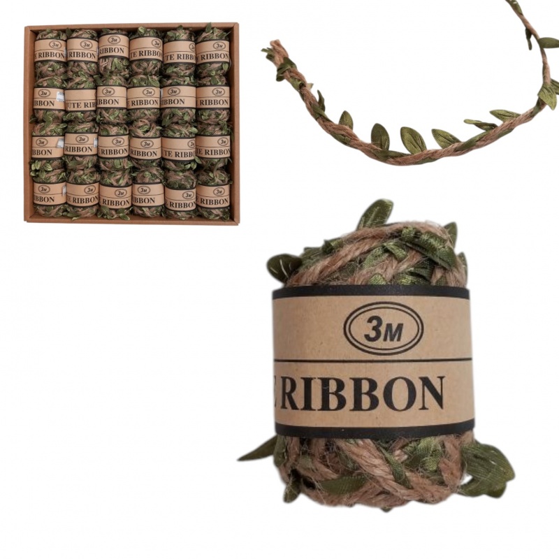 SZNUREK JUTOWY LK45-5 LISTKI, Sznurki, nici, rzemyki, Art. dekoracyjne i prezentowe