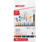 Brush tip pen e-1340 EDDING, 1-6mm, 10pcs, mix of glitter colors