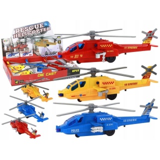 HELIKOPTER ŚMIGŁOWIEC ALUMIN. RATUNK. NAPĘD ŚW/DŹW, Pojazdy, Zabawki