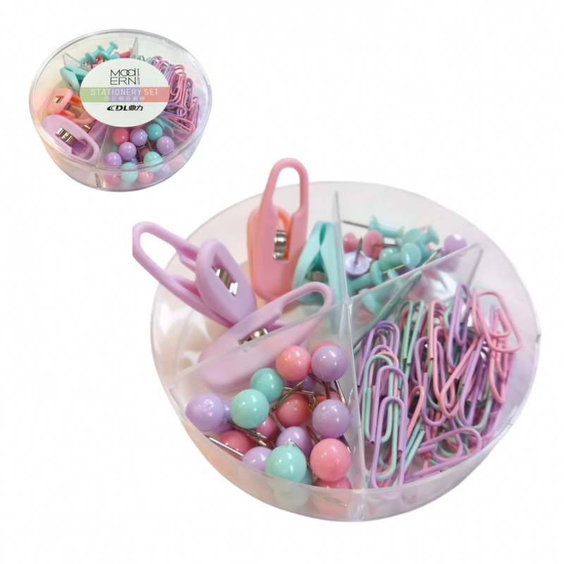 KOMPLET PINEZKI SPINACZE KOLOR PASTEL, Zestawy, Galanteria biurowa