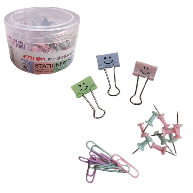 KOMPLET BIUROWY SPINACZE KLIPY PASTEL, Zestawy, Galanteria biurowa