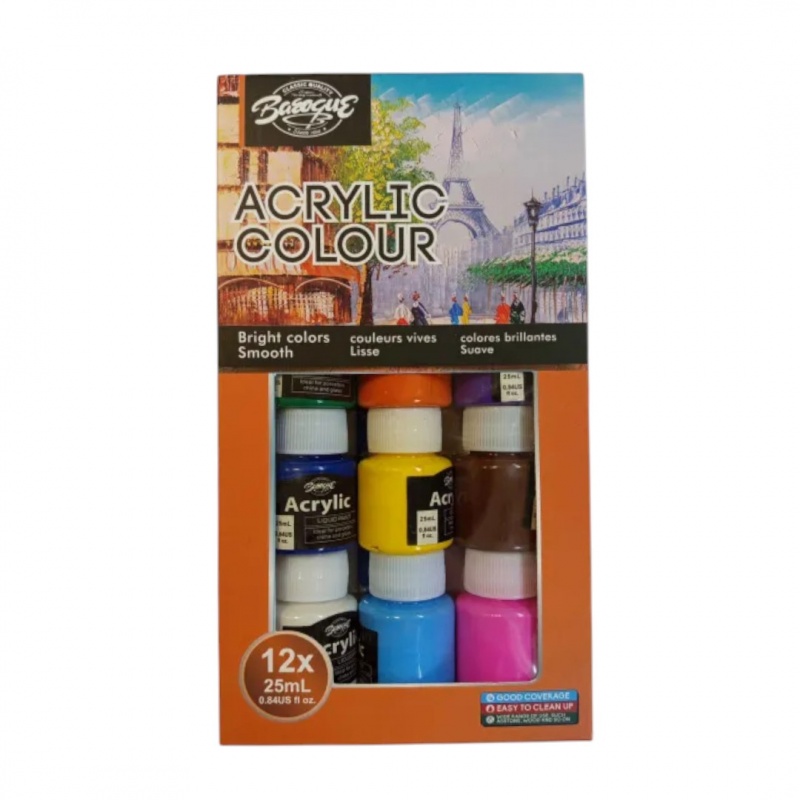 FARBY AKRYLOWE 12KOLx25ml, Farby, Plastyka