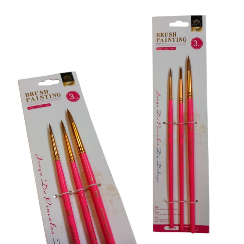 PĘDZLE 102 OKRĄGŁE KOMPLET 3 szt, Pędzle, Plastyka