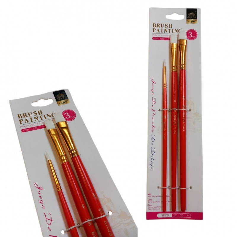 PĘDZLE 104 PŁASKIE KOMPLET 3 szt, Pędzle, Plastyka