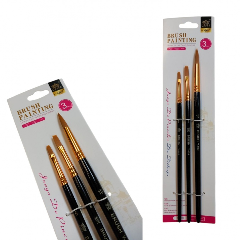 PĘDZLE 109 KOMPLET 3 szt, Pędzle, Plastyka