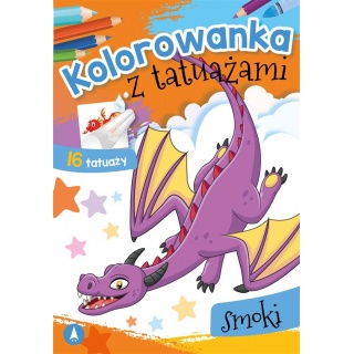 KOLOROWANKA Z TATUAŻEM SMOKI, Kolorowanki, Książeczki