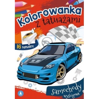 KOLOROWANKA Z TATUAŻEM SAMOCHODY WYŚCIGOWE, Kolorowanki, Książeczki