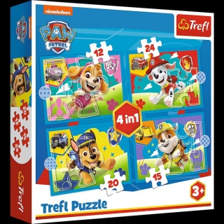 Puzzle 4w1 (12,15,20,24) - Biegnące Pieski !!, 4w1, Puzzle