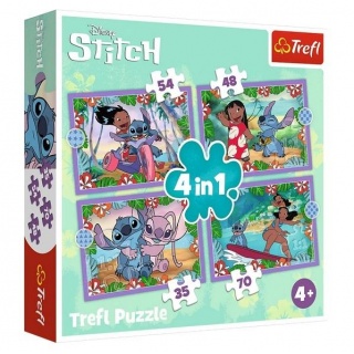 Puzzle 4w1 - Szalony dzień Lilo & Stitch !!, 4w1, Puzzle