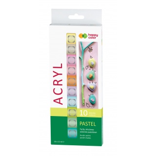 FARBA AKRYLOWA ZESTAW 10KOL.x12ml.PASTEL.H.COLOR, Farby, Plastyka