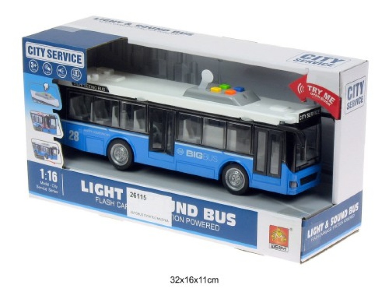 AUTOBUS Z DŹWIĘKIEM I ŚWIATŁEM B1964660 3497, Pojazdy, Zabawki