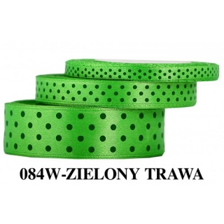 WSTĄŻKA SATYNOWA W KROPKI ZIELONE 6mm/22mb, Wstążki, tasiemki, Art. kreatywne
