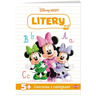 DISNEY UCZY MINNIE ĆWICZENIA Z NAKLEJKAMI LITERY, Edukacyjne, Książeczki