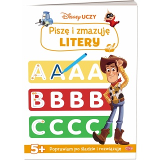 DISNEY UCZY MIX PISZĘ I ZMAZUJĘ LITERY, Edukacyjne, Książeczki