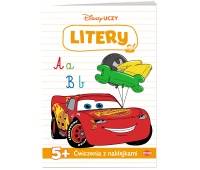 DISNEY UCZY AUTA ĆWICZENIA Z NAKLEJKAMI LITERY, Edukacyjne, Książeczki