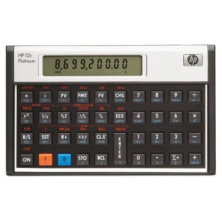 Kalkulator finansowy HP-12C PLAT/INT, 130 funkcji, 129x80x15mm, czarny, Kalkulatory, Urządzenia i maszyny biurowe