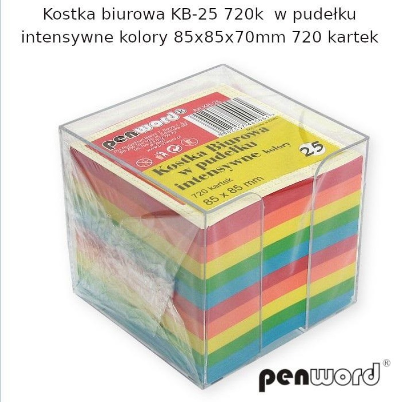 KOSTKA BIUROWA KB-25 720K W PUDEŁKU KOL. 85X85X70, Kostki, Galanteria papiernicza