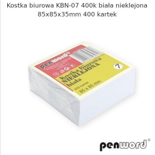 KOSTKA BIUROWA KBN-07 400K BIAŁA NIEKL.85X85X35, Kostki, Galanteria papiernicza