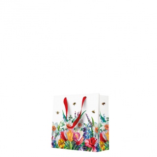 TORBA MEADOW WITH BEES SQUARE 17x17x6cm., Torby ozdobne, Art. dekoracyjne i prezentowe