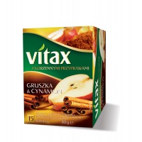 Herbata VITAX owocowo-ziołowa, gruszka i cynamon, 15 kopert, Herbaty, Artykuły spożywcze