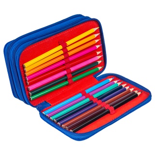 Pi&oacute;rnik szkolny GIMBOO, z wyposażeniem, 3 komory, graffiti, niebieski, Pi&oacute;rniki, Artykuły szkolne