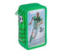 Pi&oacute;rnik szkolny GIMBOO, z wyposażeniem, 3 komory, piłka nożna, zielony, Pi&oacute;rniki, Artykuły szkolne