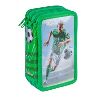 Pi&oacute;rnik szkolny GIMBOO, z wyposażeniem, 3 komory, piłka nożna, zielony, Pi&oacute;rniki, Artykuły szkolne
