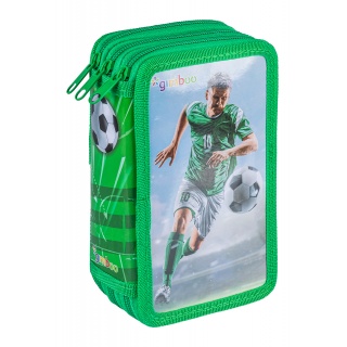 Pi&oacute;rnik szkolny GIMBOO, z wyposażeniem, 3 komory, piłka nożna, zielony, Pi&oacute;rniki, Artykuły szkolne