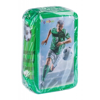 Pi&oacute;rnik szkolny GIMBOO, z wyposażeniem, 3 komory, piłka nożna, zielony, Pi&oacute;rniki, Artykuły szkolne