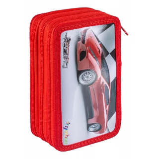 Pi&oacute;rnik szkolny GIMBOO, z wyposażeniem, 3 komory, wyścigi, czerwony, Pi&oacute;rniki, Artykuły szkolne