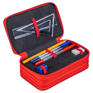 Pi&oacute;rnik szkolny GIMBOO, z wyposażeniem, 3 komory, wyścigi, czerwony, Pi&oacute;rniki, Artykuły szkolne