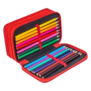 Pi&oacute;rnik szkolny GIMBOO, z wyposażeniem, 3 komory, wyścigi, czerwony, Pi&oacute;rniki, Artykuły szkolne