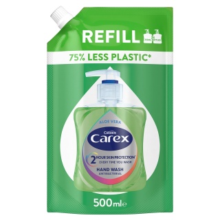 Mydło w płynie antybakteryjne CAREX, Aloes, zapas, 500ml, Mydła i dozowniki, Artykuły higieniczne i dozowniki