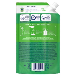 Mydło w płynie antybakteryjne CAREX, Aloes, zapas, 500ml, Mydła i dozowniki, Artykuły higieniczne i dozowniki