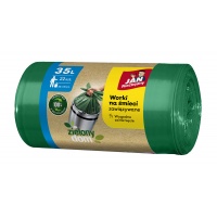 Garbage bags JAN NIEZBĘDNY, green house, easy pack, 35l, 22pcs., green