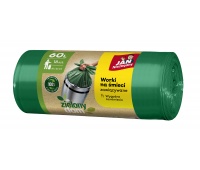 Garbage bags JAN NIEZBĘDNY, green house, easy pack, 60l, 18pcs., green
