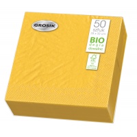 Napkins GROSIK, 2 layers, folded, 33x33cm, 50 pcs, yellow