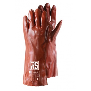 Rękawice chemiczne RS PVC, 40 cm, rozm. 10, czerwone, Rękawice, Ochrona indywidualna