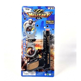 PISTOLET MILITARY Z KAJDANKAMI BLISTER 0754, Dla chłopca, Zabawki