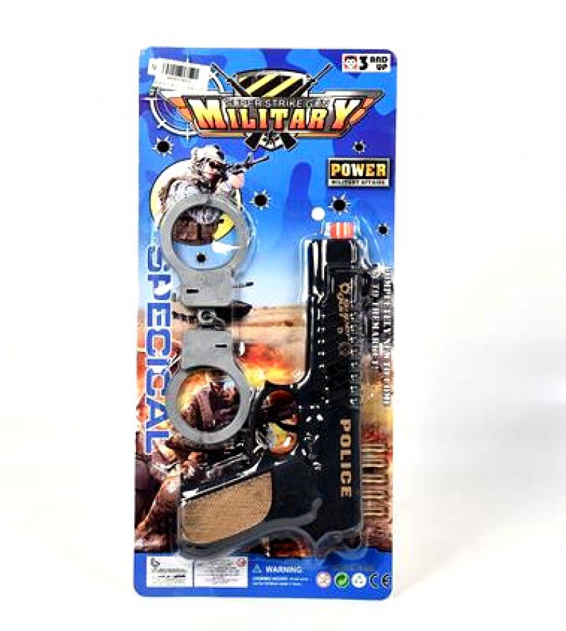 PISTOLET MILITARY Z KAJDANKAMI BLISTER 0754, Dla chłopca, Zabawki