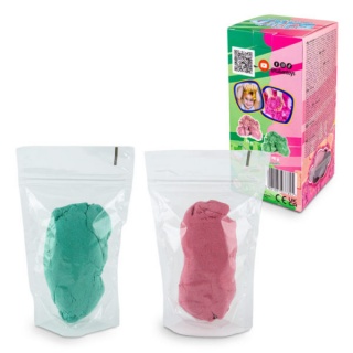 PIASEK FLUFFY ZESTAW R&Oacute;ŻOWY & ZIELONY 2 X 70G !, Kreatywne, Zabawki