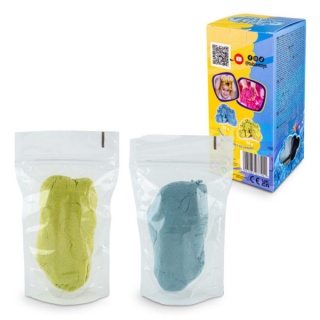 PIASEK FLUFFY ZESTAW NIEBIESKI & Ż&Oacute;ŁTY 2 X 70G !, Kreatywne, Zabawki