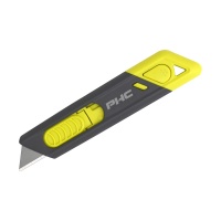 Nóż bezpieczny PHC Metti, z chowanym ostrzem, szaro-żółty, Noże, Koperty i akcesoria do wysyłek