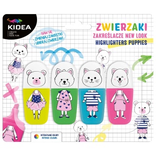 ZAKREŚLACZE ZWIERZAKI NEW LOOK 4-KOL.KIDEA, Zakreślacze, Art. do pisania i korygowania