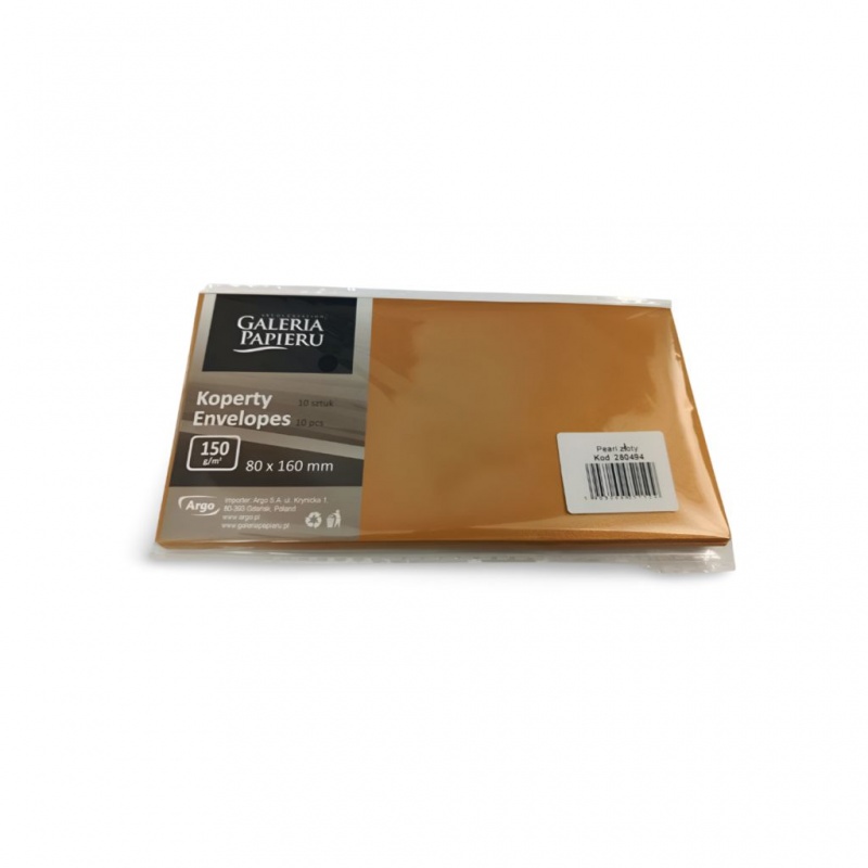 KOPERTA OZD. 80x160mm.150gr.PEARL ZŁOTY K /10/, Koperty kolorowe i ozdobne, Koperty i akcesoria do wysyłek