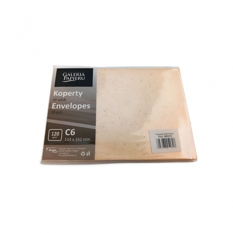 KOPERTA OZD.C6 120gr.PEPPER KREMOWY K /10/, Koperty kolorowe i ozdobne, Koperty i akcesoria do wysyłek