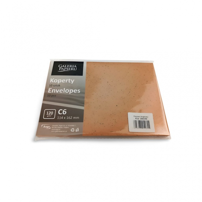 KOPERTA OZD.C6 120gr.PEPPER BRĄZOWY K /10/, Koperty kolorowe i ozdobne, Koperty i akcesoria do wysyłek